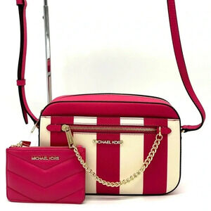Michael Kors Jet Set Travel Small Top Zip Coin Pouch w ID Holder Electric Pink